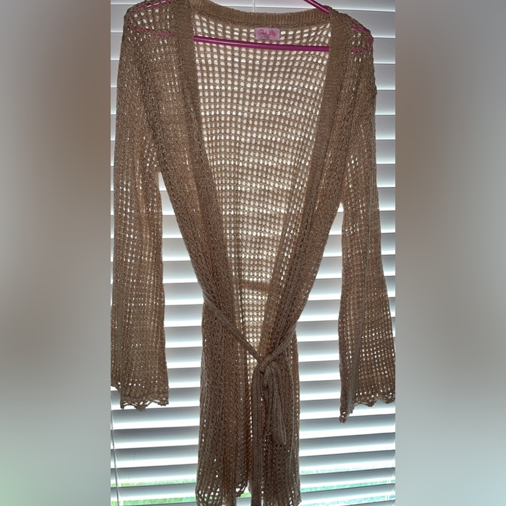 Pink Lily knit long cardigan/cover up